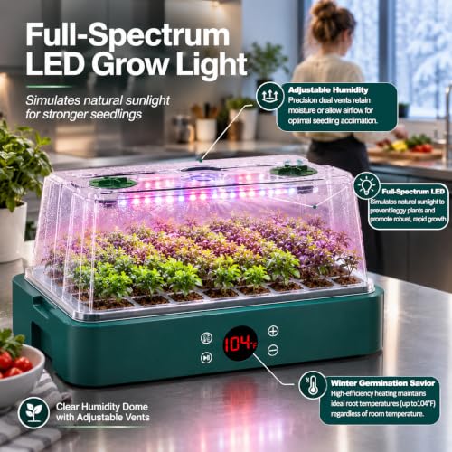 40 Cells Seed Starter Tray with Grow Light + Integrated Heating
