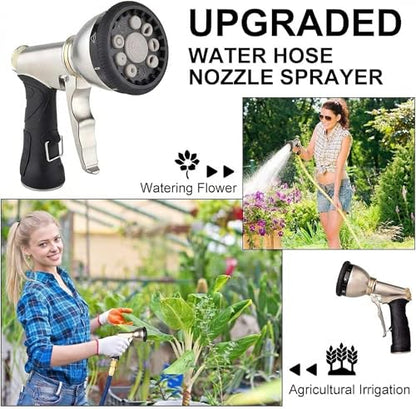 Garden Hose Nozzles,9 Spray Patterns Heavy Duty Metal Hose Sprayer Nozzle