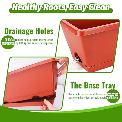 7 Pack 17 Inch Rectangular Plastic Window Box Planters(Brick-red)