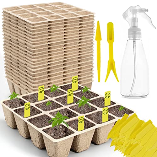 TCBWFY 320Cells Seedling Start Trays,20 Pack Peat Pots Seedling Pots Biodegradable,Seedling Starter Kit,Organic Germination Plant Starter Trays - size: 320cells-20pcs