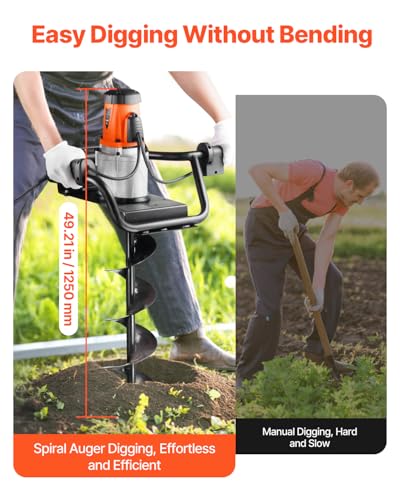 VEVOR Electric Post Hole Digger 1500W 140 RPM with 5.71 in Steel Auger Bit