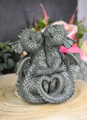 Ebros Whimsical Romantic Valentines Small Baby Garden Dragons Cuddling Tight Statue 5.25" Tall Dragon Fantasy Decor - color: 5.25"tall Cuddling Small Baby Dragon Valentine
