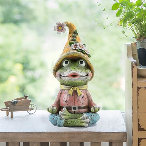 Meditating Yoga Frog Statue Garden Decor Zen Figurines Gifts for women - color: Green