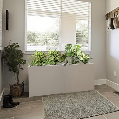 Metal Rectangular Planter Box 24" L x 10" W x 24" H White Metal Planter Box - color: White, size: 24*10*24