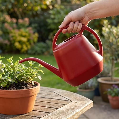 Fasmov Plastic Watering Can, Burnt Red, 1-Gallon