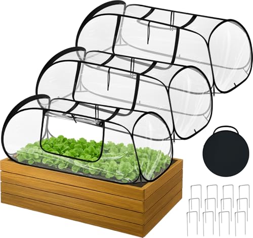 3 Pack Garden Foldable Covers for Raised Bed Clear PVC Greenhouse for Protection Row Plants Cover Accelerator with Zipper Door 45'' x 22'' x 16'' Protection Vegetable Fruit from Animal - size: 45"x22"x16"