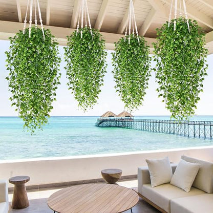 Waipfaru 4Pcs Artificial Hanging Plants, Fake Vines Boston Ivy - color: Boston Ivy, size: 4Pcs Plants