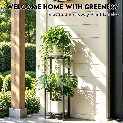 TOSKING 2-Tier Tall Plant Stand Indoor, 30-Inch Modern Metal Shelf, Black - color: Black-2-tier 30''
