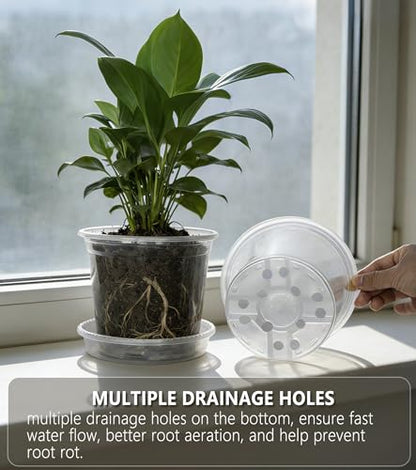15-Pack Clear Nursery Pots with Saucers (3/4/5 Inch) - color: Pots+ Saucers, size: 3/4/5"-15 sets