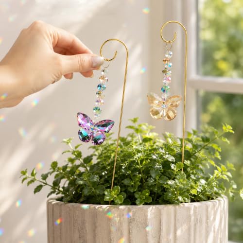 6 Pcs Butterfly Crystal Suncatcher Garden Stakes