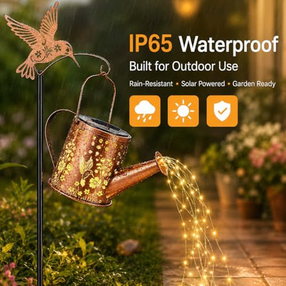 Hummingbird Solar Watering Can Lantern Outdoor Waterproof Garden Decor - size: Hummingbird