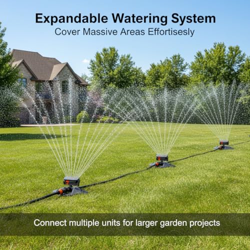 16 Nozzle Oscillating Sprinkler 360 Degree Automatic Rocking Irrigation System with Adjustable Flow Regulation for Lawn Garden and Yard