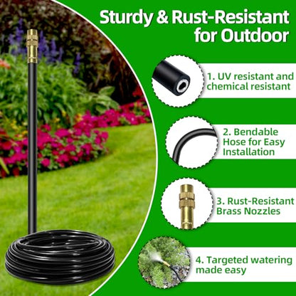 10 Pack 360° Copper Mister Nozzles with Tee for 5/16" Dirp Irrigation Kit - size: 7.8FT