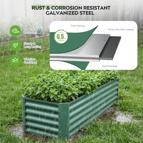 Raised Garden Bed Kit 6x2x1.4ft, Metal Planter Boxes Outdoor, Green - color: Lotusgreen, size: 6x2x1.4ft