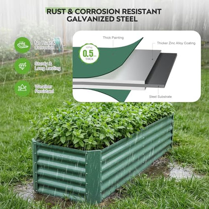Raised Garden Bed Kit 6x2x1.4ft, Metal Planter Boxes Outdoor, Green - color: Lotusgreen, size: 6x2x1.4ft