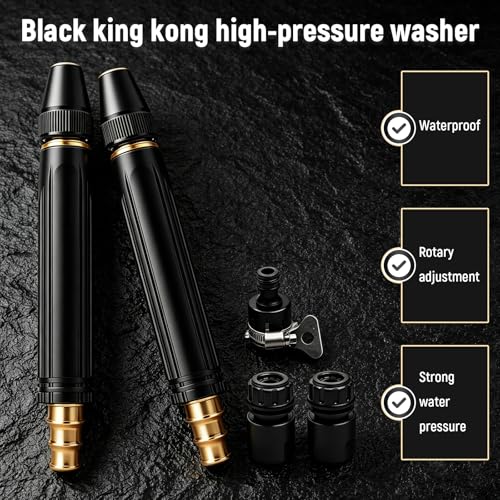 2026 Upgrade Heavy Duty High Pressure Hose Nozzle - Adjustable Booster Home High Pressure Car Wash Water Gun with Booster Nozzle, Portable Water Hose Nozzle Lawn, Garden, and Plant Watering (2pcs)
