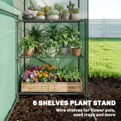 Outsunny 4.7' x 2.3' x 6.2' Small Greenhouse, Foldable Frame, Green - color: Green