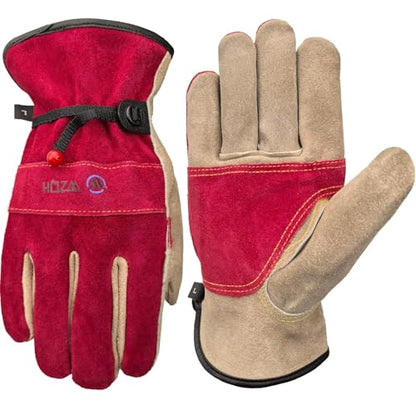 WZQH Leather Work Gloves for Men or Women.Gardening,Welding,Rose Red - Grey - size: Small (Pack of 1)