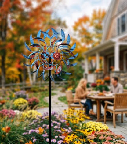 4 Layer Wind Spinners Metal Vine Scroll Kinetic Garden Yard Art Decor - color: Vine