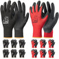 toolant Crinkle Latex Work Gloves, 12 Pairs, Black & Red, Large - color: Black & Red, size: Large