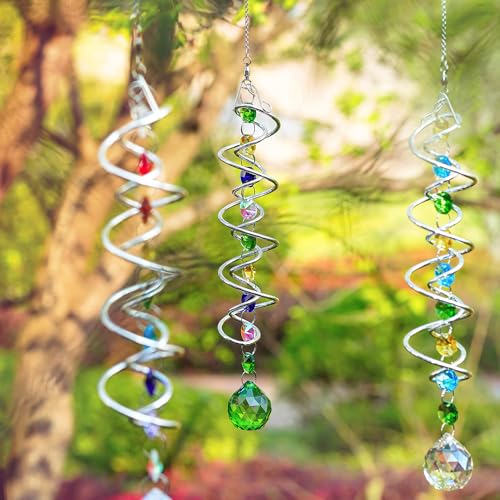 5 Pack Crystal Suncatcher Gazing Ball Spiral Wind Spinner Garden Decor - color: 5 Pack