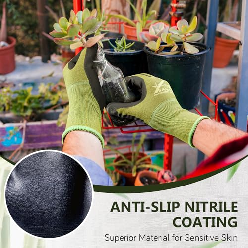 COOLJOB 2 Pairs Gardening Working Gloves, Touchscreen, Nitrile Coated, M - size: Medium (Pack of 2)