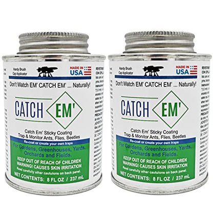 Bug Ball Catch EM' Sticky Insect Trap Coating 8oz Brush with Cap
