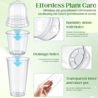 30 Pack 3.5" Self Watering Propagation Pots Clear, Plain Cup - size: 3.5"