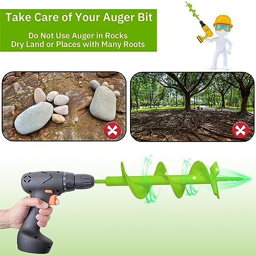 Upgraded Garden Auger Drill Bit 4 x 16”,Double Blade Heavy Duty Garden Auger Bit,Ice Drill Auger-3/8" Hex Drive Drill, for Planting Bulb & Bedding Plant Augers