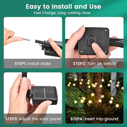 Solar Garden Lights, 2Pack 20LED Swaying Solar Lights Outdoor - color: Warm White