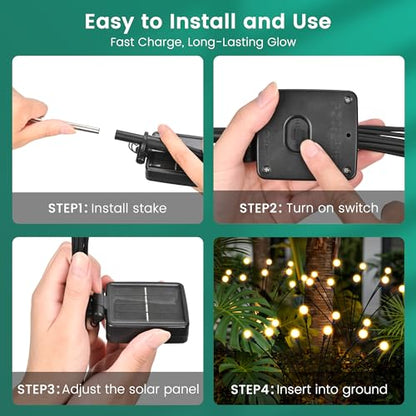 Solar Garden Lights, 2Pack 20LED Swaying Solar Lights Outdoor - color: Warm White