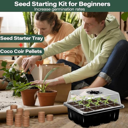 ZeeDix 2 Set Seed Starter Tray Kits with 30 Pack Coco Coir Pellets - color: 2 Set