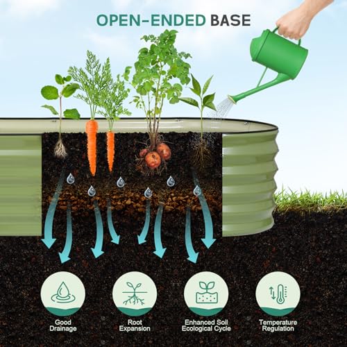 Galvanized Raised Garden Bed Outdoor, 8x2x1.4ft, Olive Green - color: Olive Green, size: 8×2×1.4ft (1 Pack)