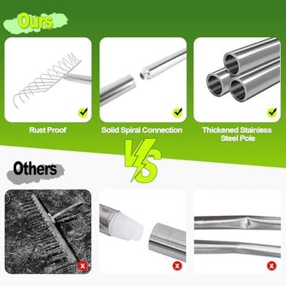 Turf Dead Grass Leaf Rakes Long Handle for Lawns, Garden, Leaves