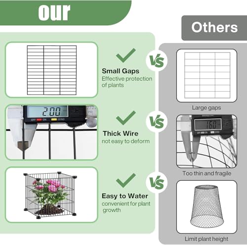 2 Pack 12x12'' Metal Mesh Plant Cages for Outdoor Plants, Keep Animal Out