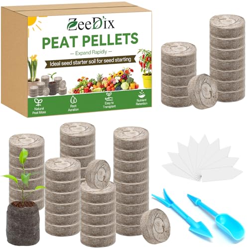 ZeeDix Peat Pellets for Seed Starting, 50 Pcs 40mm Seed Starter Soil Pods - size: 40mm