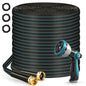 Halfjuly Garden Hose 25FT, Flat Non-Expandable Lightweight Water Hose, Durable Flexible Heavy Duty No Kink Design with 3/4" Fittings, 10 Way Spray Nozzle for Outdoor Yard Lawn - size: 25FT