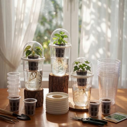 12 Pack 3.54 in Clear Hydroponic Nursery Pots with Humidity Dome