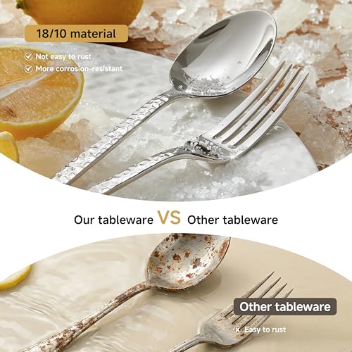 24 Piece Hammered Dinner Forks Set,18/10 Stainless Steel Forks, 8 Inch - size: 24-Piece