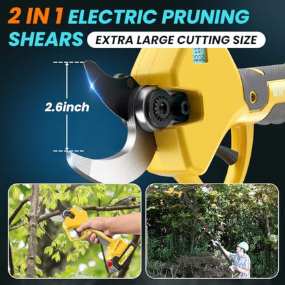 2-in-1 Pole Pruning Shears 2.6" Cordless Electric Pole Pruners - color: With Telescopic Pole