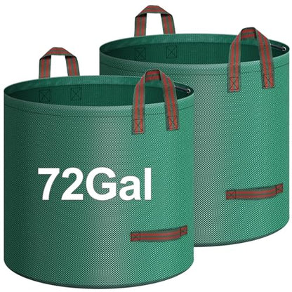 Leaf Bags, 2-Pack 72 Gallons Reusable Yard Waste Bags with 4 Handles