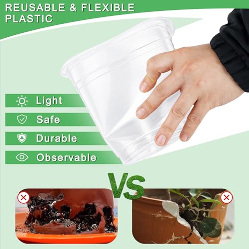 12PCS 5.75/7/8/10 in Clear Nursery Pots with Drainage Plant Pots