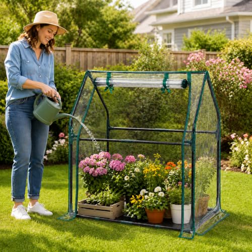 Mini Greenhouse with Waterproof Pad, 36"×18"×33" Tabletop Small Greenhouse for Indoor Outdoor Seed Starting, Portable Plant Cover Tent for Seedlings, Germination, Plant Protection - size: 36" x 18" x 33"