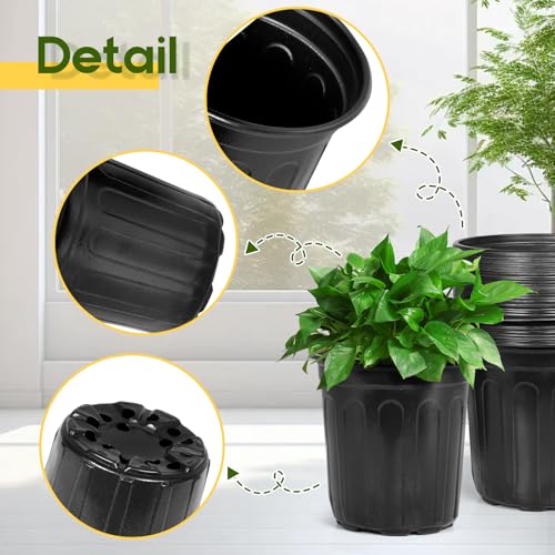 OUPSAUI 2/3/5 Gallon Pots for Plants,Flexible Gallon Plastic Nursery Pots with Drainage Holes, Plastic Pots for Outdoor Plants (2Gal-36pcs) - size: 2Gal-36pcs