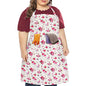 LOLOMLO Oversize Canvas Cotton Apron, Extra Large Aprons with Long Strap, Adjustable Neck Tear Resistant Plus Size aprons - color: Pink Flower