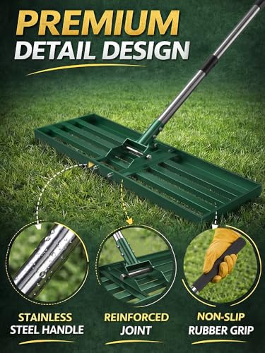 Lawn Leveling Rake, 30x10 in Adjustable Leveler for Yard & Garden