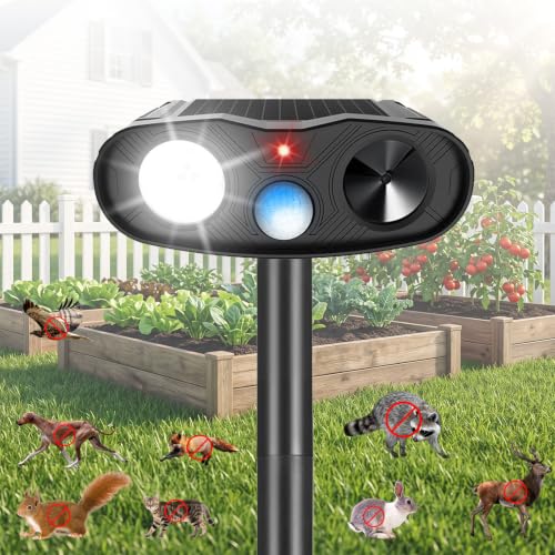 1 Pack Sonic Fortress Pro Deer Repellent Solar Ultrasonic Animal Repeller