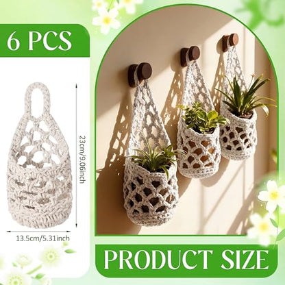 6 Pk Macrame Plant Hanger,4 x 8 Inch,White - color: White, size: 4 x 8 inch