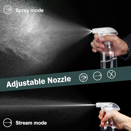 12oz/350ml Plastic Spray Bottles 1 Pack, Adjustable Mist/Stream - color: 12oz-Clear+nozzle