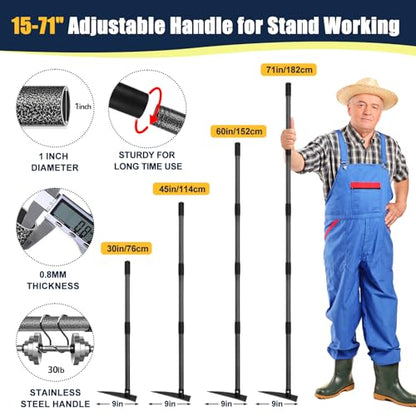 Garden Hoe 71'' Adjustable Heavy Duty Triangle Blade for Weeding & Digging - size: 71 Inches